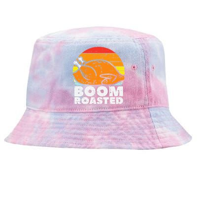 Boom Roasted Turkey Sunset Retro Thanksgiving Tie-Dyed Bucket Hat