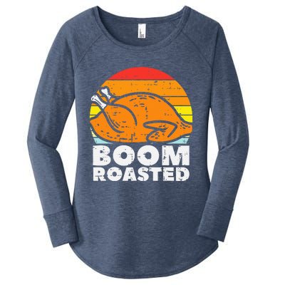 Boom Roasted Turkey Sunset Retro Thanksgiving Women's Perfect Tri Tunic Long Sleeve Shirt