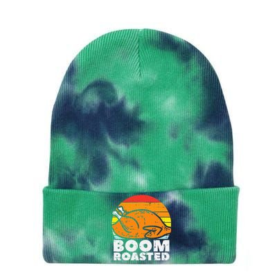 Boom Roasted Turkey Sunset Retro Thanksgiving Tie Dye 12in Knit Beanie