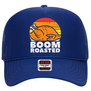 Boom Roasted Turkey Sunset Retro Thanksgiving High Crown Mesh Back Trucker Hat