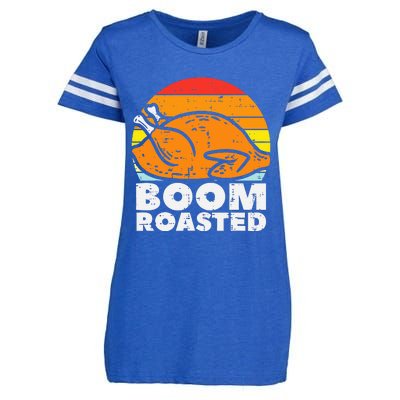 Boom Roasted Turkey Sunset Retro Thanksgiving Enza Ladies Jersey Football T-Shirt