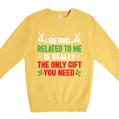 Being Related To Me Funny Christmas Shirts Women Family Premium Crewneck Sweatshirt