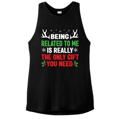 Being Related To Me Funny Christmas Shirts Women Family Ladies PosiCharge Tri-Blend Wicking Tank