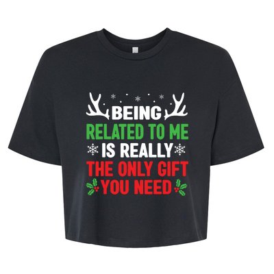 Being Related To Me Funny Christmas Shirts Women Family Bella+Canvas Jersey Crop Tee