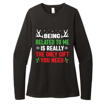 Being Related To Me Funny Christmas Shirts Women Family Womens CVC Long Sleeve Shirt