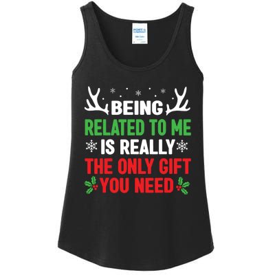 Being Related To Me Funny Christmas Shirts Women Family Ladies Essential Tank