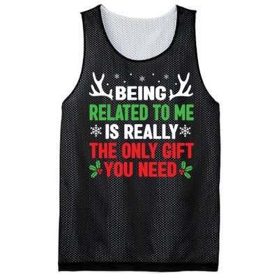 Being Related To Me Funny Christmas Shirts Women Family Mesh Reversible Basketball Jersey Tank