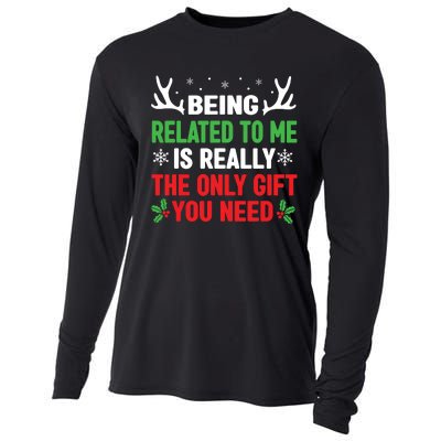 Being Related To Me Funny Christmas Shirts Women Family Cooling Performance Long Sleeve Crew