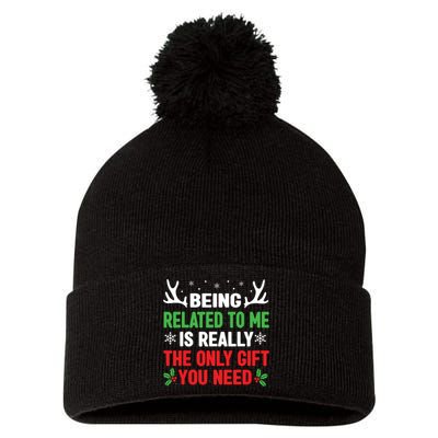 Being Related To Me Funny Christmas Shirts Women Family Pom Pom 12in Knit Beanie