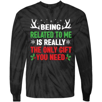 Being Related To Me Funny Christmas Shirts Women Family Tie-Dye Long Sleeve Shirt