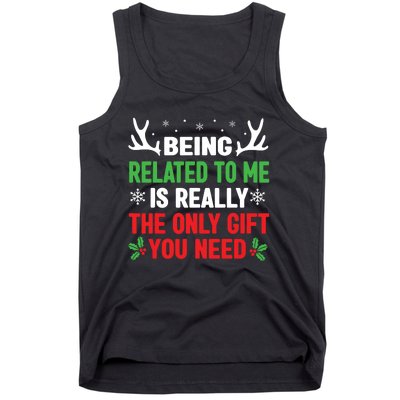 Being Related To Me Funny Christmas Shirts Women Family Tank Top