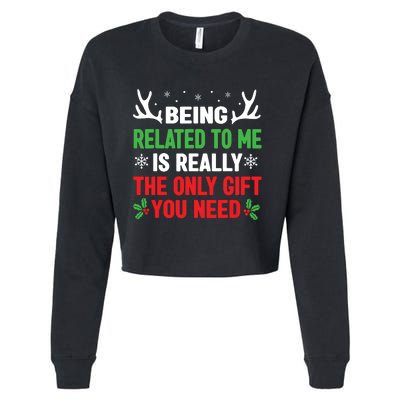 Being Related To Me Funny Christmas Shirts Women Family Cropped Pullover Crew