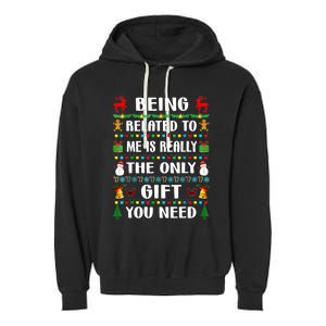 Being Related To Me Funny Xmas Family Matching Christmas Garment-Dyed Fleece Hoodie