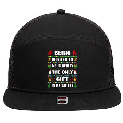 Being Related To Me Funny Xmas Family Matching Christmas 7 Panel Mesh Trucker Snapback Hat