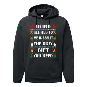 Being Related To Me Funny Xmas Family Matching Christmas Performance Fleece Hoodie