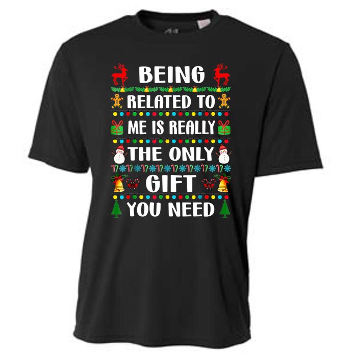 Being Related To Me Funny Xmas Family Matching Christmas Cooling Performance Crew T-Shirt