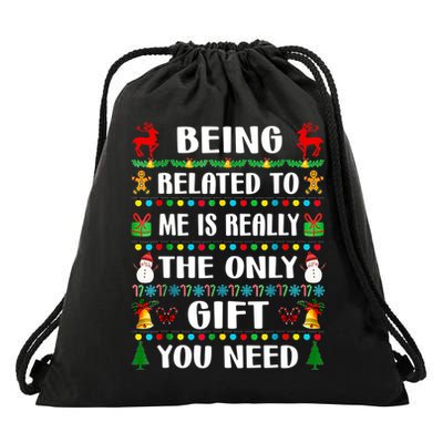 Being Related To Me Funny Xmas Family Matching Christmas Drawstring Bag