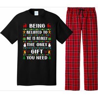 Being Related To Me Funny Xmas Family Matching Christmas Pajama Set