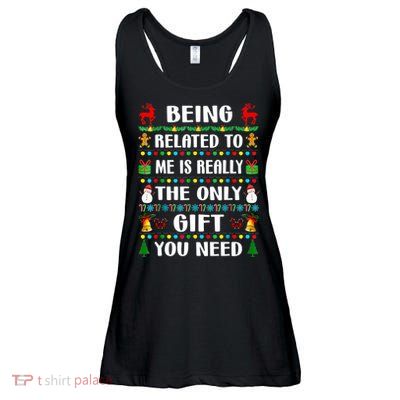 Being Related To Me Funny Xmas Family Matching Christmas Ladies Essential Flowy Tank