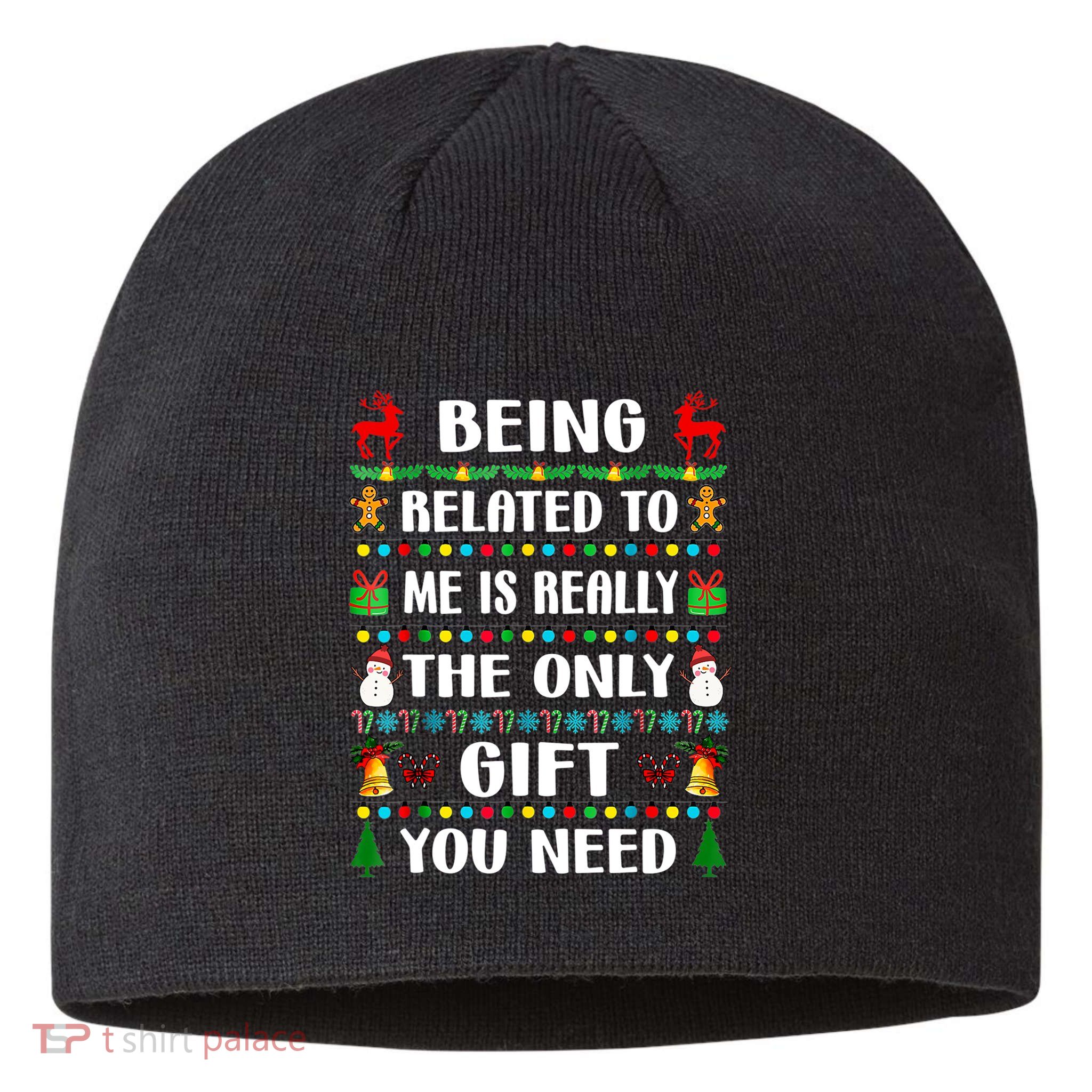 Being Related To Me Funny Xmas Family Matching Christmas Sustainable Beanie