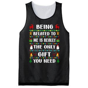 Being Related To Me Funny Xmas Family Matching Christmas Mesh Reversible Basketball Jersey Tank