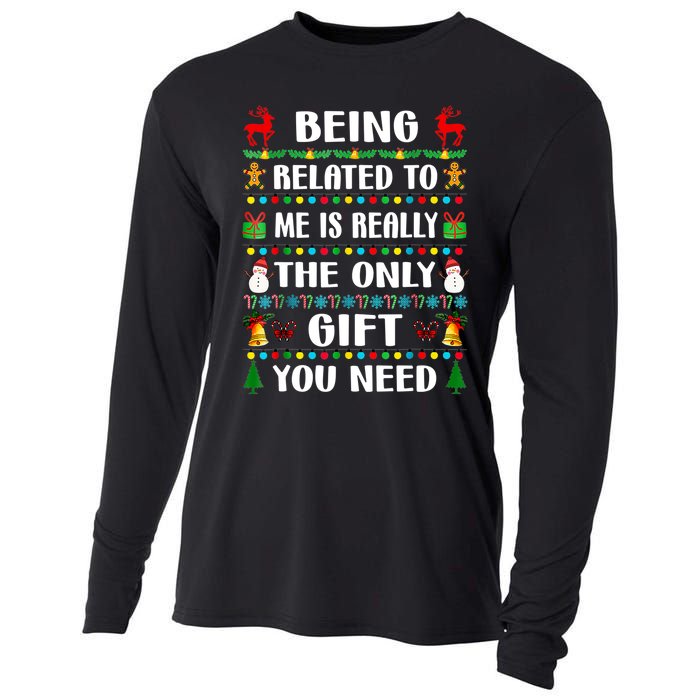 Being Related To Me Funny Xmas Family Matching Christmas Cooling Performance Long Sleeve Crew