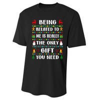 Being Related To Me Funny Xmas Family Matching Christmas Performance Sprint T-Shirt