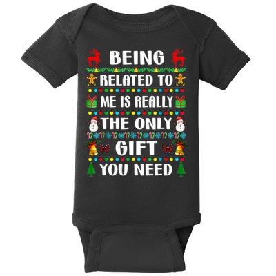 Being Related To Me Funny Xmas Family Matching Christmas Baby Bodysuit