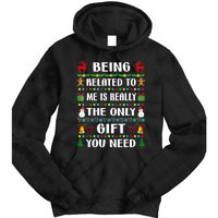 Being Related To Me Funny Xmas Family Matching Christmas Tie Dye Hoodie