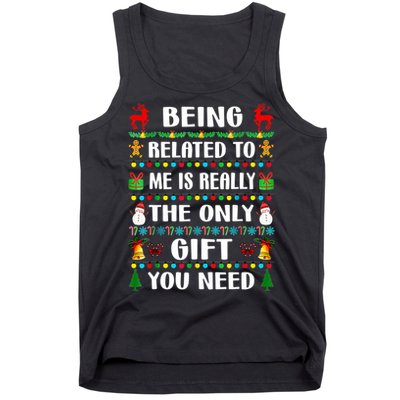 Being Related To Me Funny Xmas Family Matching Christmas Tank Top