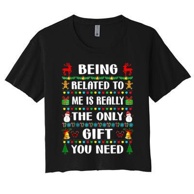 Being Related To Me Funny Xmas Family Matching Christmas Crop Top