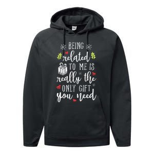 Being Related To Me Funny Christmas Family Xmas Pajamas Gift Performance Fleece Hoodie