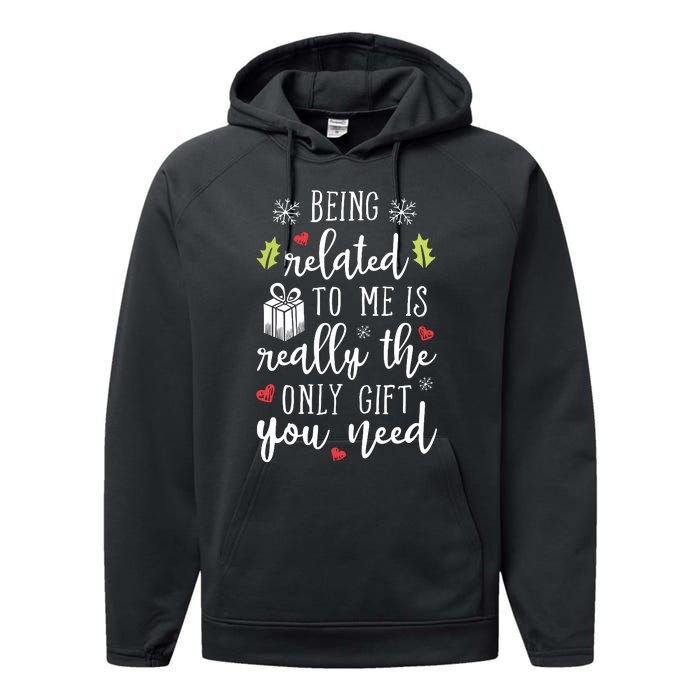 Being Related To Me Funny Christmas Family Xmas Pajamas Gift Performance Fleece Hoodie