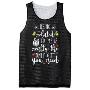 Being Related To Me Funny Christmas Family Xmas Pajamas Gift Mesh Reversible Basketball Jersey Tank