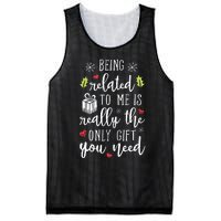 Being Related To Me Funny Christmas Family Xmas Pajamas Gift Mesh Reversible Basketball Jersey Tank