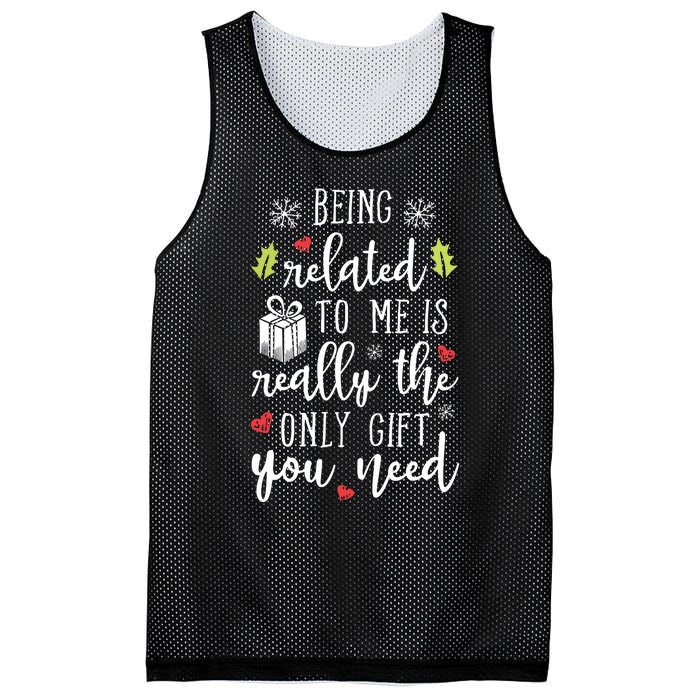 Being Related To Me Funny Christmas Family Xmas Pajamas Gift Mesh Reversible Basketball Jersey Tank