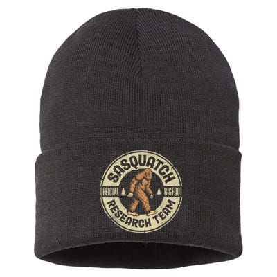 Bigfoot Research Team Retro Vintage Sasquatch Men Women Sustainable Knit Beanie