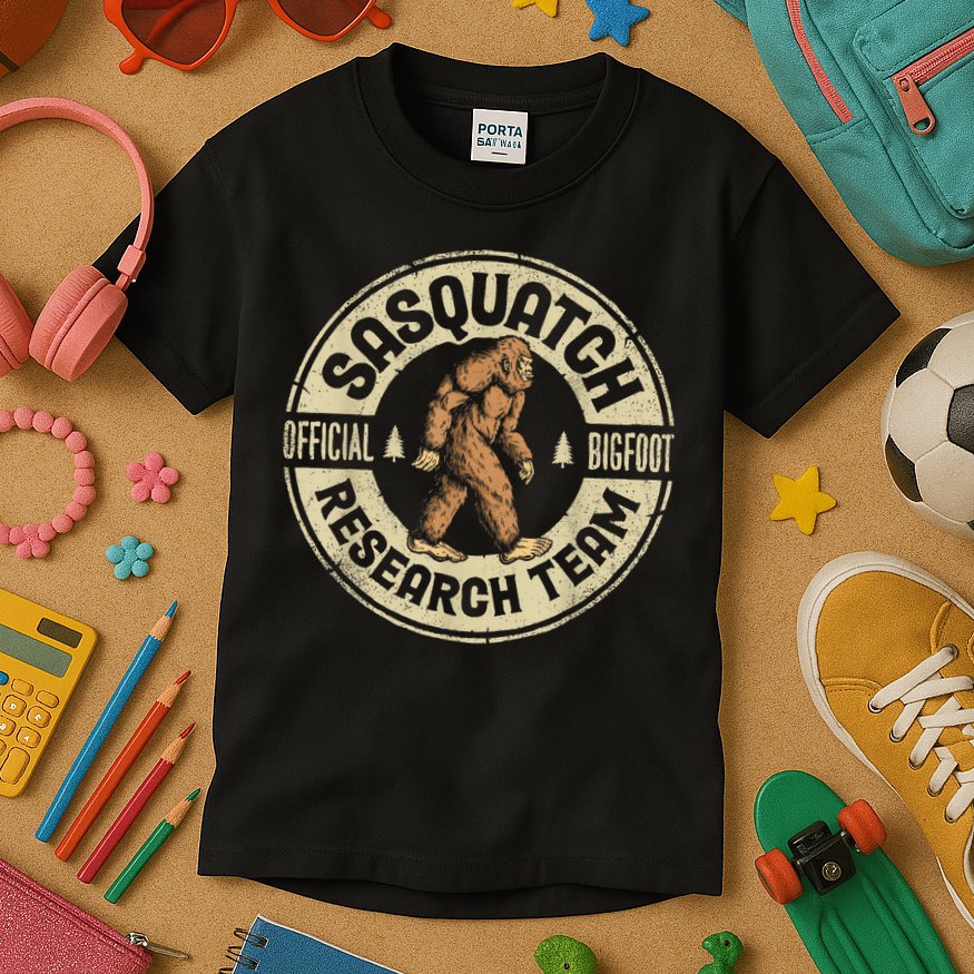Bigfoot Research Team Retro Vintage Sasquatch Men Women Kids T-Shirt