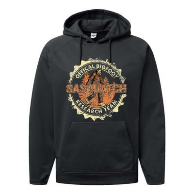 Bigfoot Research Team Retro Vintage Sasquatch Performance Fleece Hoodie