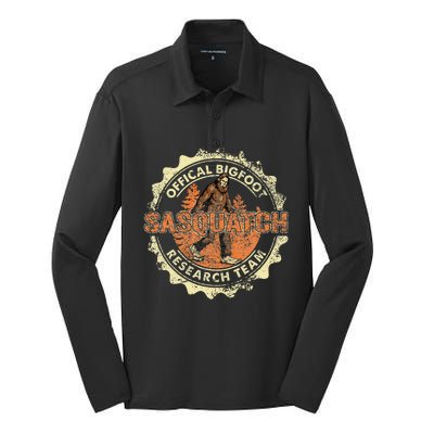 Bigfoot Research Team Retro Vintage Sasquatch Silk Touch Performance Long Sleeve Polo