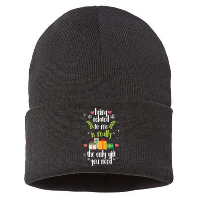 Being Related To Me Is Really The Only Gift You Need Funny Christmas Sustainable Knit Beanie