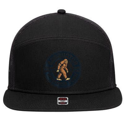 Bigfoot Research Team Retro Vintage Sasquatch Men Women 7 Panel Mesh Trucker Snapback Hat