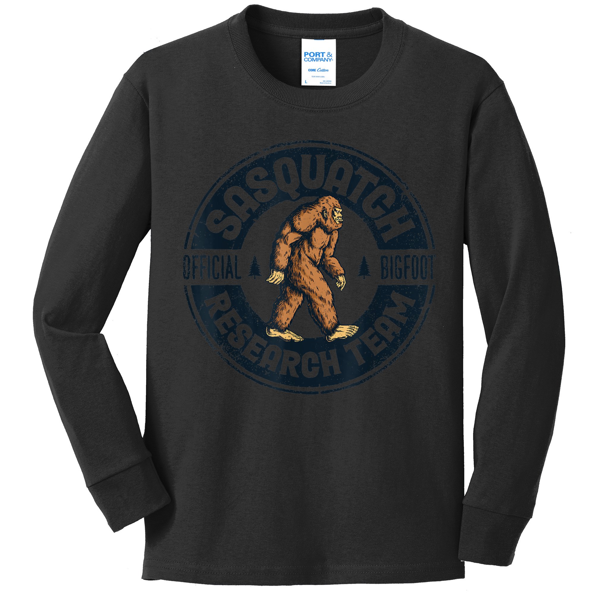 Bigfoot Research Team Retro Vintage Sasquatch Men Women Kids Long Sleeve Shirt
