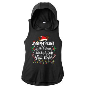 Being Related To Me Funny Christmas Family Xmas Ladies PosiCharge Tri-Blend Wicking Draft Hoodie Tank