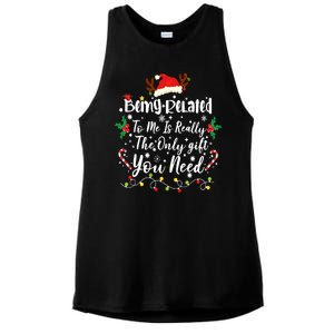 Being Related To Me Funny Christmas Family Xmas Ladies PosiCharge Tri-Blend Wicking Tank