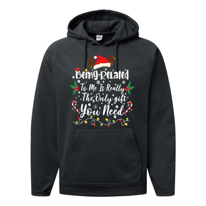 Being Related To Me Funny Christmas Family Xmas Performance Fleece Hoodie