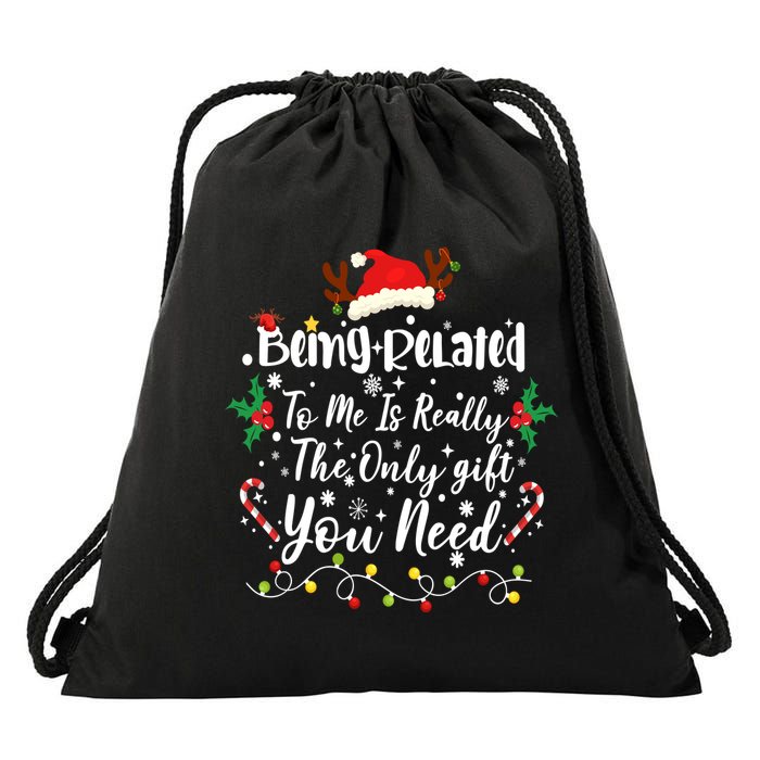 Being Related To Me Funny Christmas Family Xmas Drawstring Bag