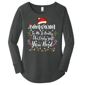 Being Related To Me Funny Christmas Family Xmas Women's Perfect Tri Tunic Long Sleeve Shirt