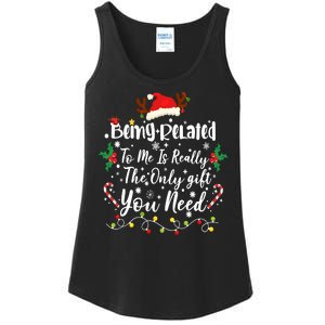 Being Related To Me Funny Christmas Family Xmas Ladies Essential Tank