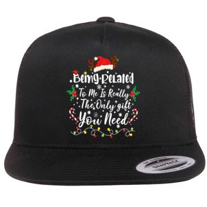 Being Related To Me Funny Christmas Family Xmas Flat Bill Trucker Hat